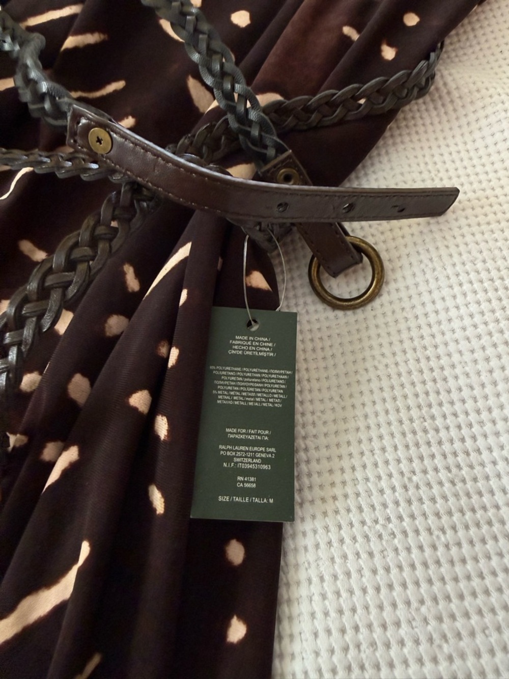 Ralph Lauren Brown Printed Cap-Sleeve Mini Dress - Picture 4 of 8